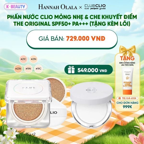  PHẤN NƯỚC CLIO MỎNG NHẸ & CHE KHUYẾT ĐIỂM THE ORIGINAL SPF50+ PA+++ (TẶNG KÈM LÕI)_K19 