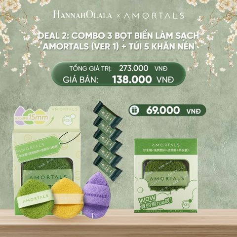  DEAL 2: COMBO 3 BỌT BIỂN LÀM SẠCH AMORTALS (VER 1) + TÚI 5 KHĂN NÉN 