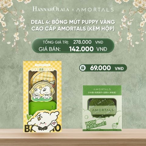  DEAL 4: BÔNG MÚT PUPPY VÀNG CAO CẤP AMORTALS (KÈM HỘP) 