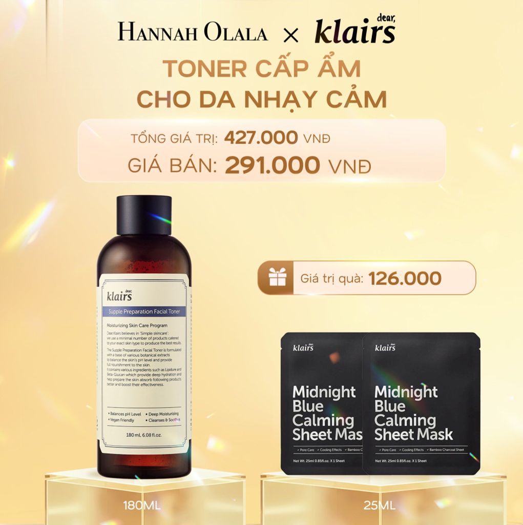  DEAL 2: DEAR, KLAIRS NƯỚC HOA HỒNG SUPPLE PREPARATION FACIAL TONER 180ML 