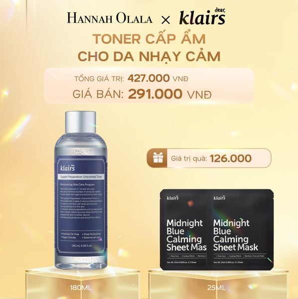  K183_DEAL 1: DEAR, KLAIRS NƯỚC HOA HỒNG SUPPLE PREPARATION UNSCENTED TONER 180ML 