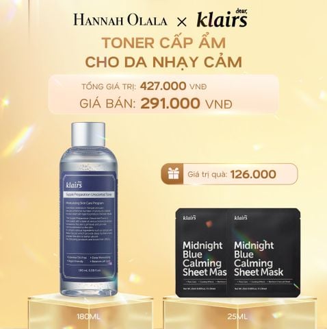  DEAL 1: DEAR, KLAIRS NƯỚC HOA HỒNG SUPPLE PREPARATION UNSCENTED TONER 180ML 