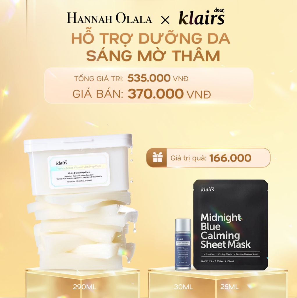  DEAL 11: DEAR, KLAIRS MẶT NẠ GIẤY FRESHLY VITAMIN SKIN PREP PADS 290ML (IP04) 