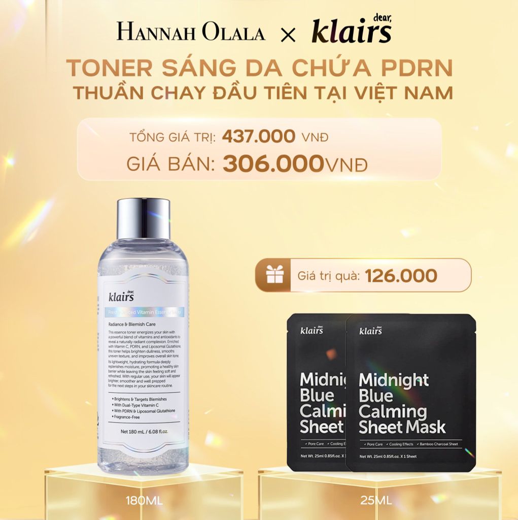  DEAL 10: DEAR, KLAIRS NƯỚC HOA HỒNG FRESHLY JUICED VITAMIN ESSENCE TONER 180ML (IP04) 