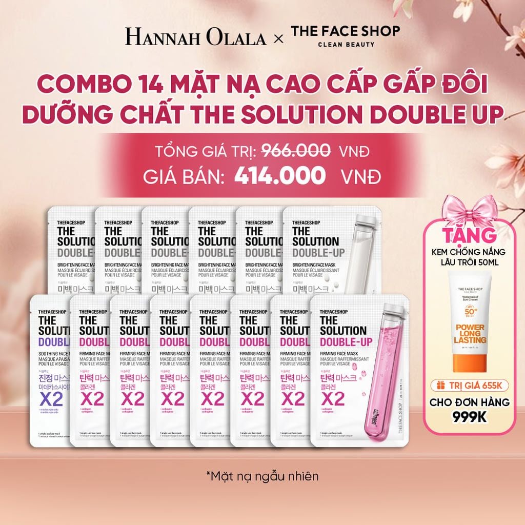  COMBO 14 MẶT NẠ CAO CẤP GẤP ĐÔI DƯỠNG CHẤT THE SOLUTION DOUBLE UP - A164 