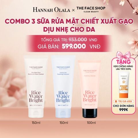  COMBO 3 SỮA RỬA MẶT CHIẾT XUẤT GẠO DỊU NHẸ CHO DA - A452 