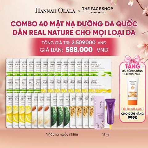  COMBO 40 MẶT NẠ DƯỠNG DA QUỐC DÂN REAL NATURE CHO MỌI LOẠI DA - A247 