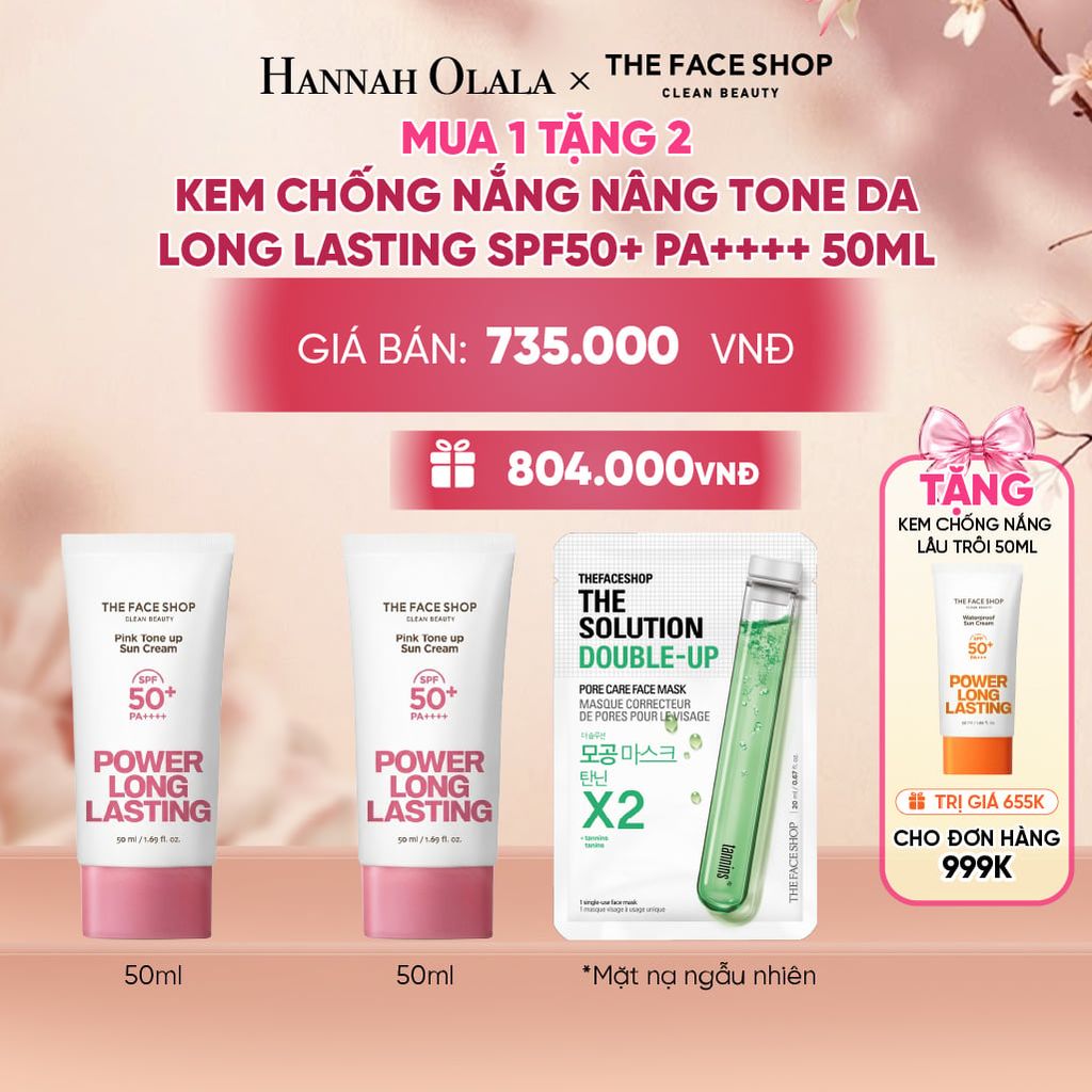 MUA 1 TẶNG 2 KEM CHỐNG NẮNG NÂNG TONE DA LONG LASTING SPF50+ PA++++ 50ML - A265 