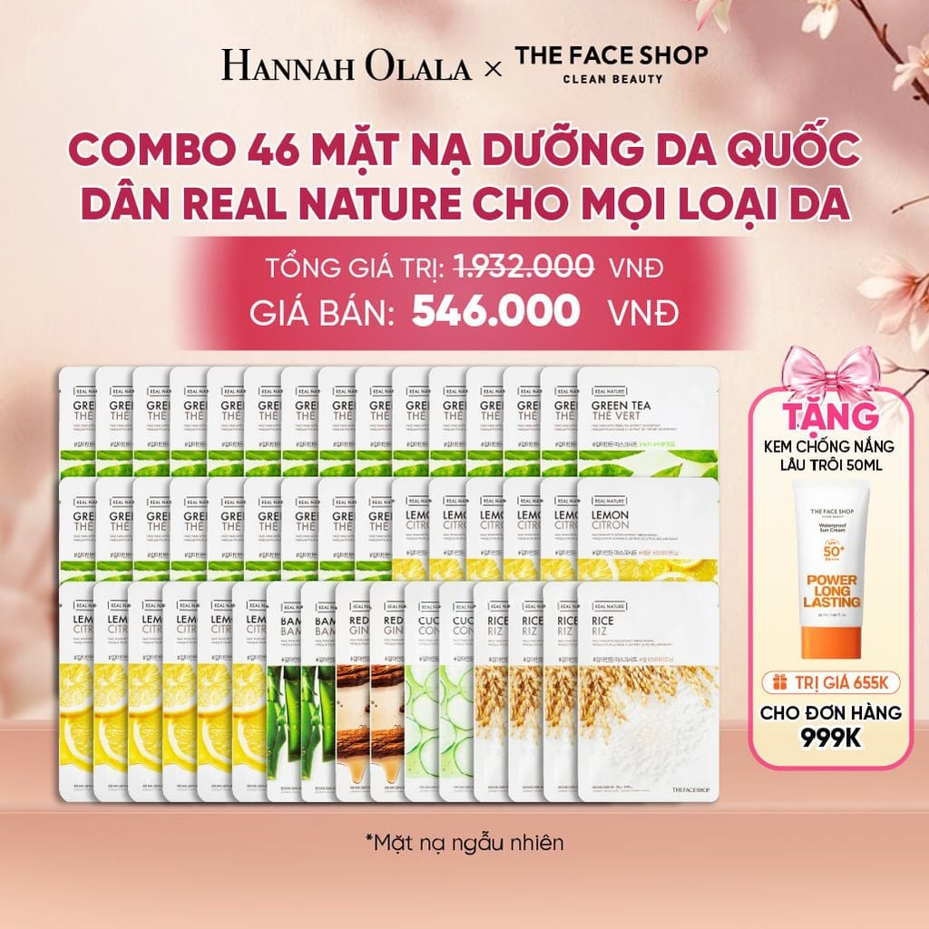  COMBO 46 MẶT NẠ DƯỠNG DA QUỐC DÂN REAL NATURE CHO MỌI LOẠI DA - A17 