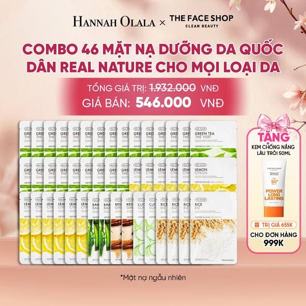  COMBO 46 MẶT NẠ DƯỠNG DA QUỐC DÂN REAL NATURE CHO MỌI LOẠI DA - A17 