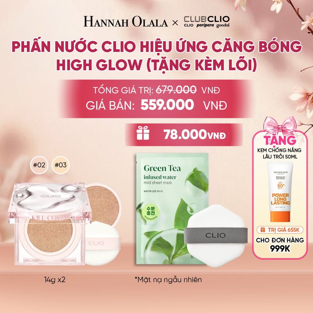  PHẤN NƯỚC CLIO HIỆU ỨNG CĂNG BÓNG HIGH GLOW (TẶNG KÈM LÕI) - A146 