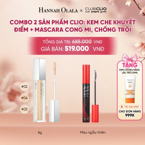  COMBO 2 SẢN PHẨM CLIO: KEM CHE KHUYẾT ĐIỂM + MASCARA CONG MI, CHỐNG TRÔI - A152 