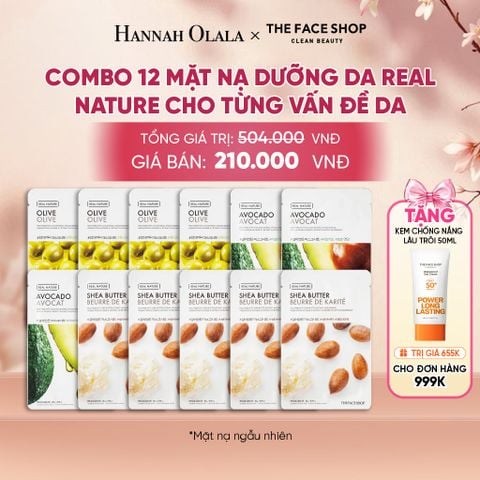  COMBO 12 MẶT NẠ DƯỠNG DA REAL NATURE CHO TỪNG VẤN ĐỀ DA - A18 