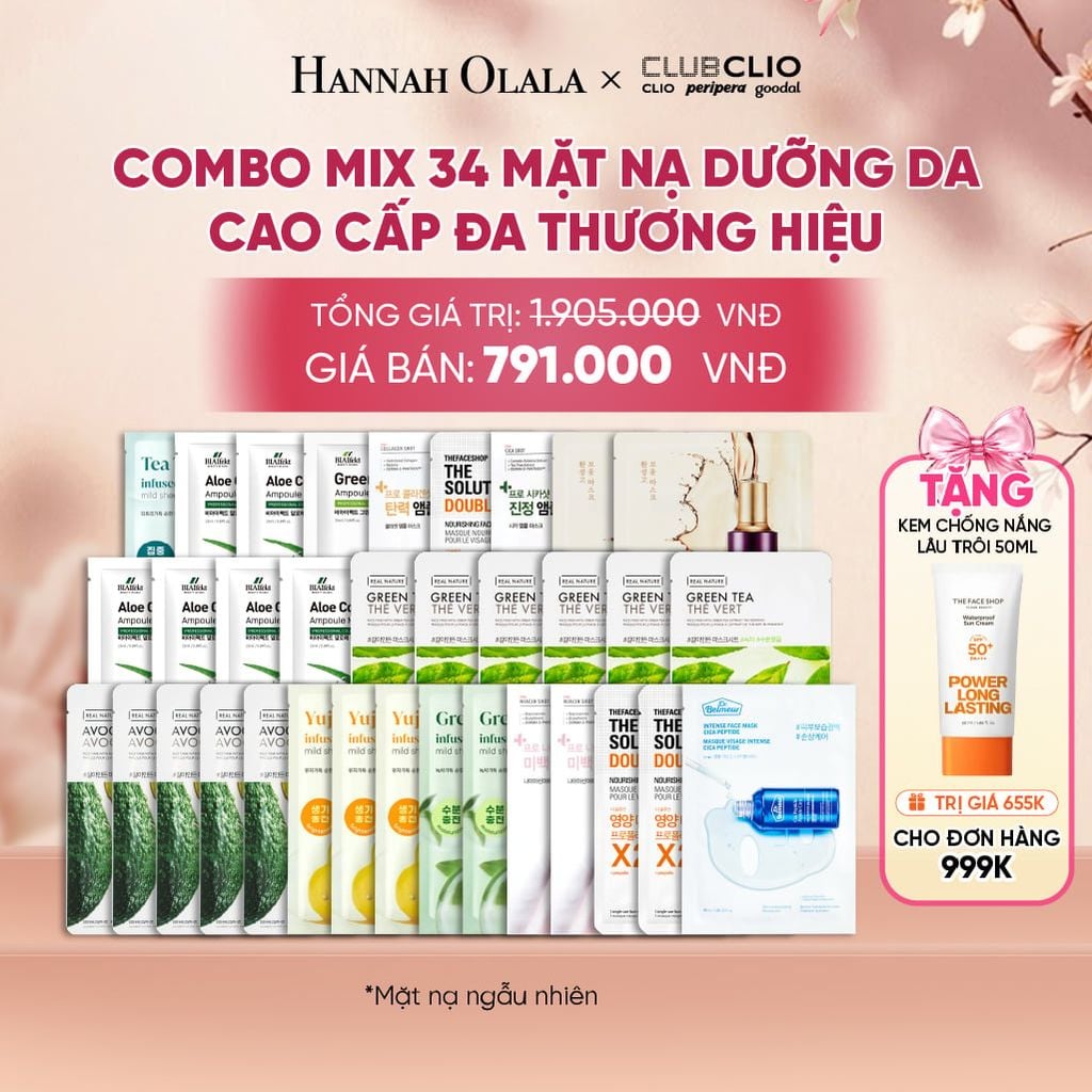  COMBO MIX 34 MẶT NẠ DƯỠNG DA CAO CẤP ĐA THƯƠNG HIỆU - A217 