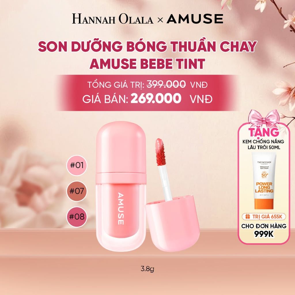  SON DƯỠNG BÓNG THUẦN CHAY AMUSE BEBE TINT 3.8G - A358 