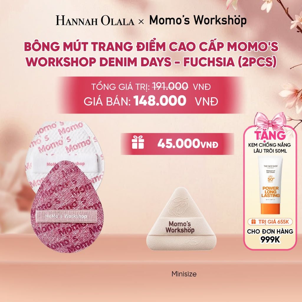  BÔNG MÚT TRANG ĐIỂM CAO CẤP MOMO'S WORKSHOP DENIM DAYS - FUCHSIA (2PCS) - A561 