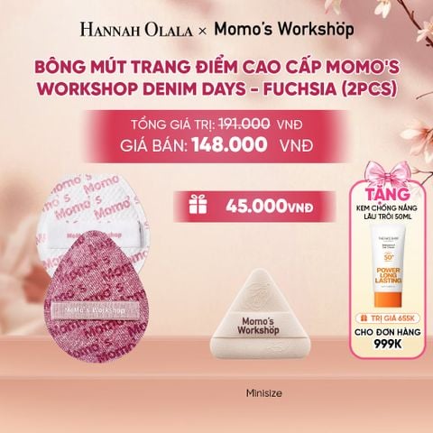  BÔNG MÚT TRANG ĐIỂM CAO CẤP MOMO'S WORKSHOP DENIM DAYS - FUCHSIA (2PCS) - A561 