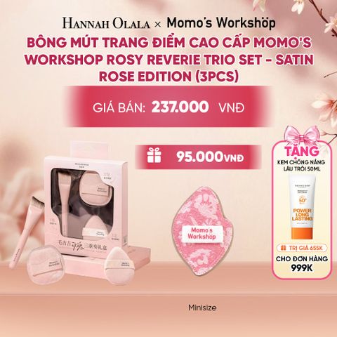  BÔNG MÚT TRANG ĐIỂM CAO CẤP MOMO'S WORKSHOP ROSY REVERIE TRIO SET - SATIN ROSE EDITION (3PCS) - A2007 