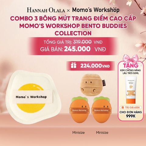  COMBO 3 BÔNG MÚT TRANG ĐIỂM CAO CẤP MOMO'S WORKSHOP BENTO BUDDIES COLLECTION - A2125 