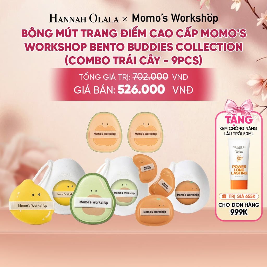  BÔNG MÚT TRANG ĐIỂM CAO CẤP MOMO'S WORKSHOP BENTO BUDDIES COLLECTION (COMBO TRÁI CÂY) - A2009 