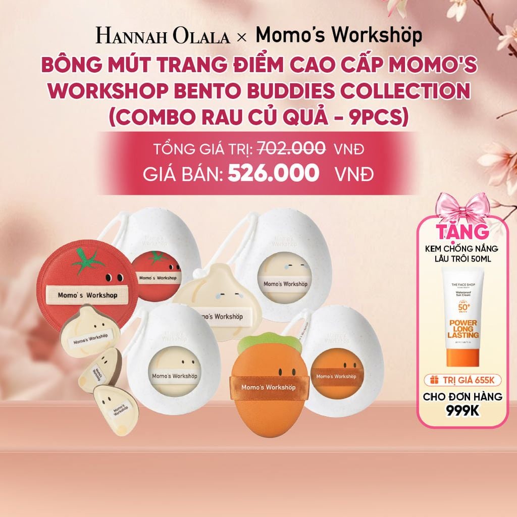 BÔNG MÚT TRANG ĐIỂM CAO CẤP MOMO'S WORKSHOP BENTO BUDDIES COLLECTION (COMBO RAU CỦ QUẢ) - A1901 