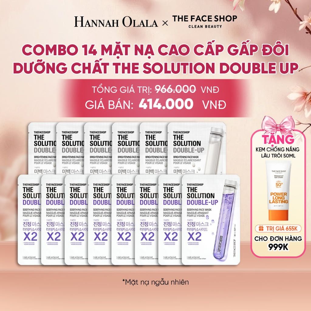  COMBO 14 MẶT NẠ CAO CẤP GẤP ĐÔI DƯỠNG CHẤT THE SOLUTION DOUBLE UP - A164 