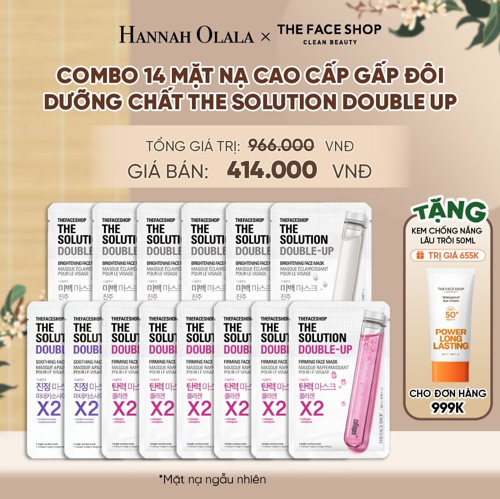  COMBO 14 MẶT NẠ CAO CẤP GẤP ĐÔI DƯỠNG CHẤT THE SOLUTION DOUBLE UP - A2127 