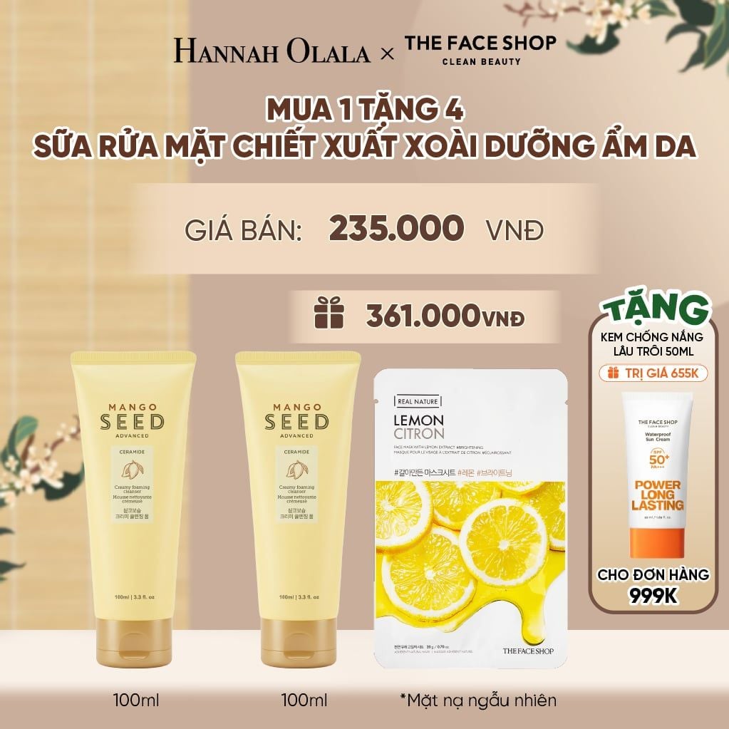  MUA 1 TẶNG 4 SỮA RỬA MẶT CHIẾT XUẤT XOÀI DƯỠNG ẨM DA 100ML - A2137 