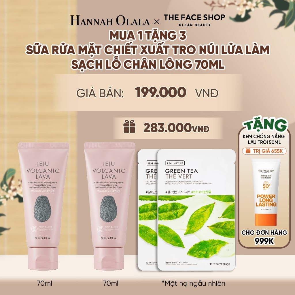  MUA 1 TẶNG 3 SỮA RỬA MẶT CHIẾT XUẤT TRO NÚI LỬA LÀM SẠCH LỖ CHÂN LÔNG 70ML 