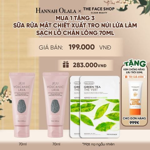  MUA 1 TẶNG 3 SỮA RỬA MẶT CHIẾT XUẤT TRO NÚI LỬA LÀM SẠCH LỖ CHÂN LÔNG 70ML 
