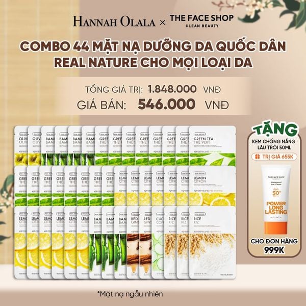  COMBO 44 MẶT NẠ DƯỠNG DA QUỐC DÂN REAL NATURE CHO MỌI LOẠI DA - A2122 
