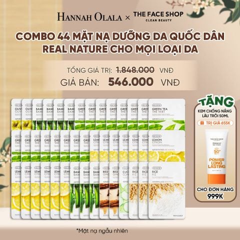  COMBO 44 MẶT NẠ DƯỠNG DA QUỐC DÂN REAL NATURE CHO MỌI LOẠI DA - A2122 