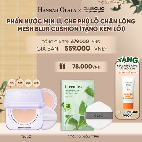  PHẤN NƯỚC MỊN LÌ, CHE PHỦ LỖ CHÂN LÔNG MESH BLUR CUSHION (TẶNG KÈM LÕI) - A2033 
