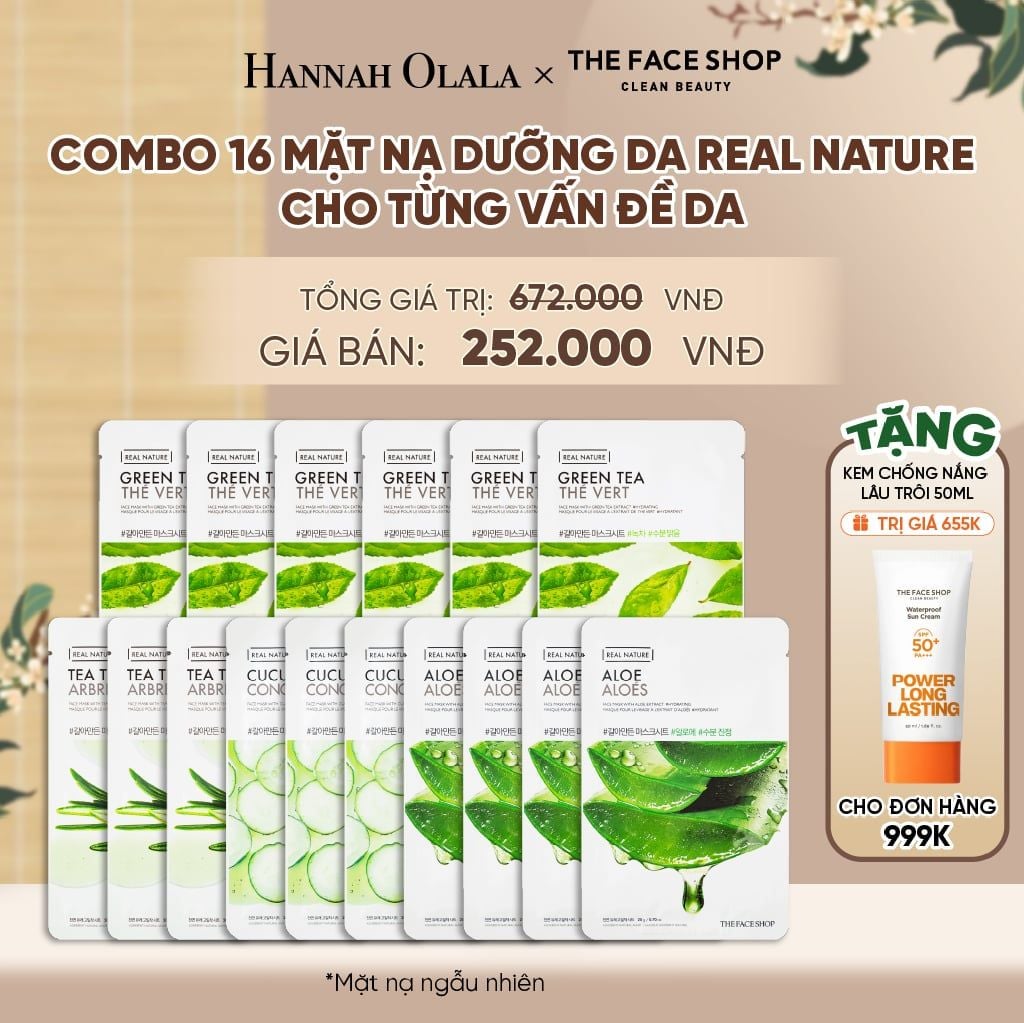  COMBO 16 MẶT NẠ DƯỠNG DA REAL NATURE CHO TỪNG VẤN ĐỀ DA - A2123 