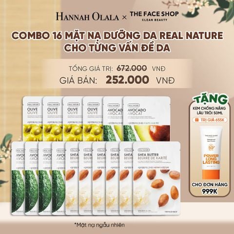  COMBO 16 MẶT NẠ DƯỠNG DA REAL NATURE CHO TỪNG VẤN ĐỀ DA - A2123 