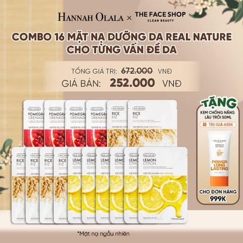  COMBO 16 MẶT NẠ DƯỠNG DA REAL NATURE CHO TỪNG VẤN ĐỀ DA - A2123 