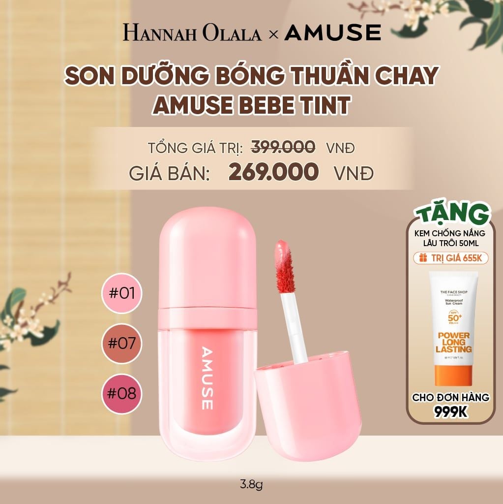  SON DƯỠNG BÓNG THUẦN CHAY AMUSE BEBE TINT 3.8G - A2023 