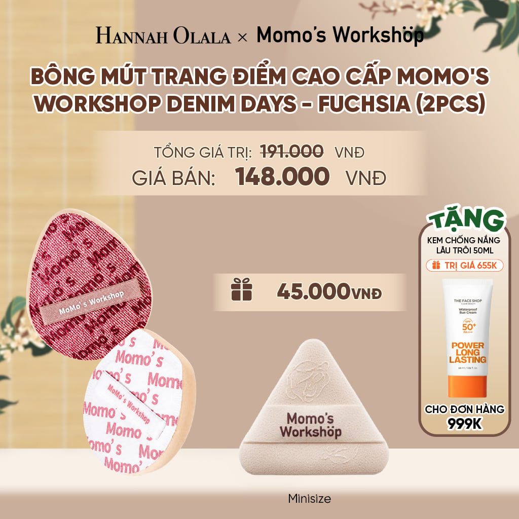  BÔNG MÚT TRANG ĐIỂM CAO CẤP MOMO'S WORKSHOP DENIM DAYS - FUCHSIA (2PCS) - A2091 