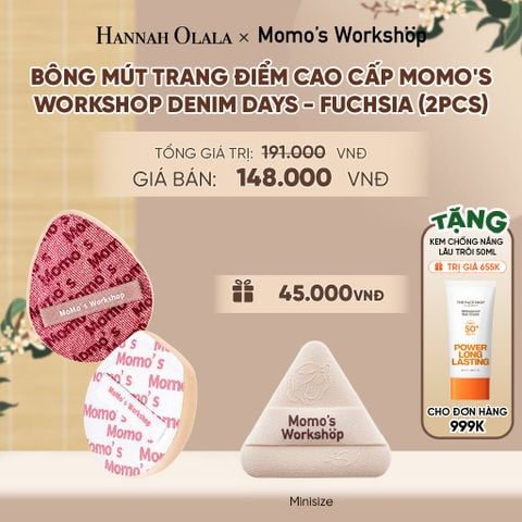  BÔNG MÚT TRANG ĐIỂM CAO CẤP MOMO'S WORKSHOP DENIM DAYS - FUCHSIA (2PCS) - A2091 