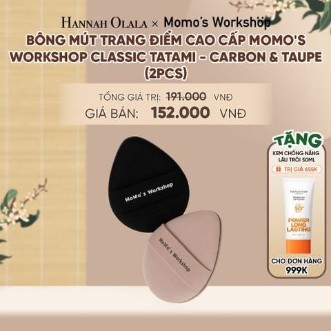  BÔNG MÚT TRANG ĐIỂM CAO CẤP MOMO'S WORKSHOP CLASSIC TATAMI - CARBON & TAUPE (2PCS) - A2093 