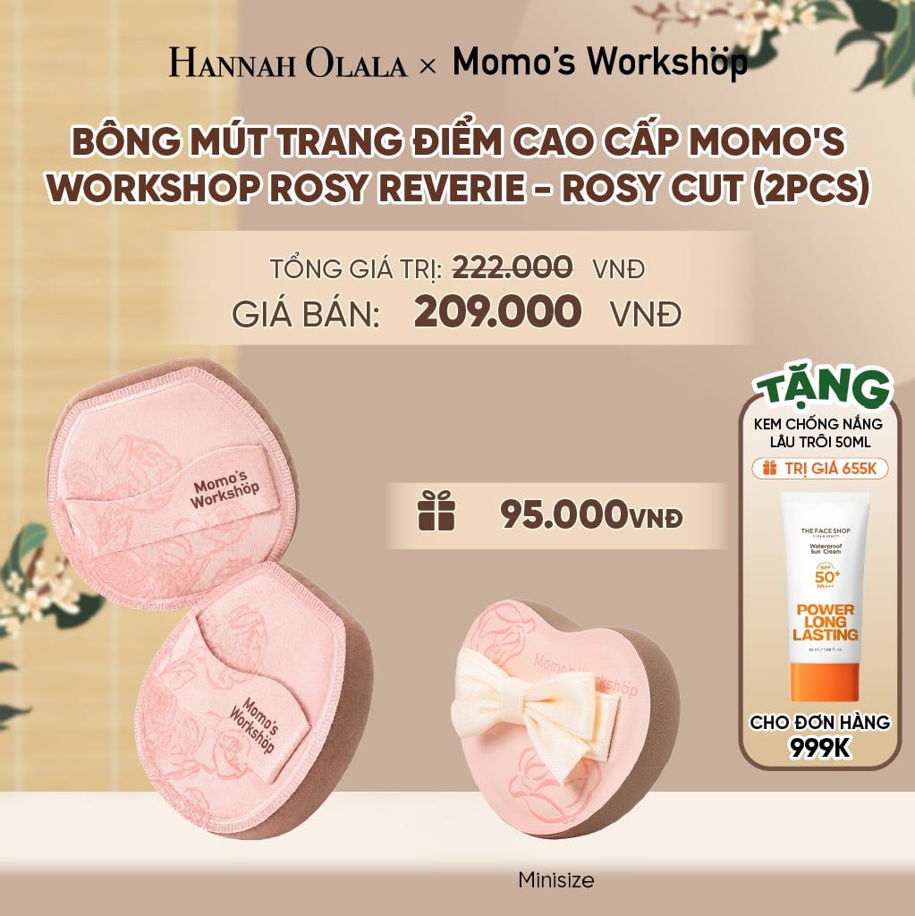  BÔNG MÚT TRANG ĐIỂM CAO CẤP MOMO'S WORKSHOP ROSY REVERIE - ROSY CUT (2PCS) - A2094 
