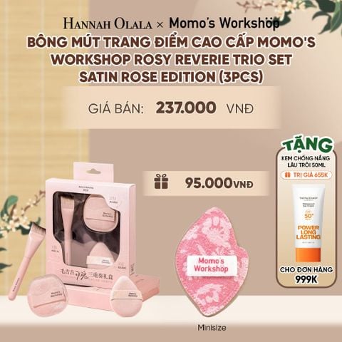  BÔNG MÚT TRANG ĐIỂM CAO CẤP MOMO'S WORKSHOP ROSY REVERIE TRIO SET - SATIN ROSE EDITION (3PCS) - A2102 