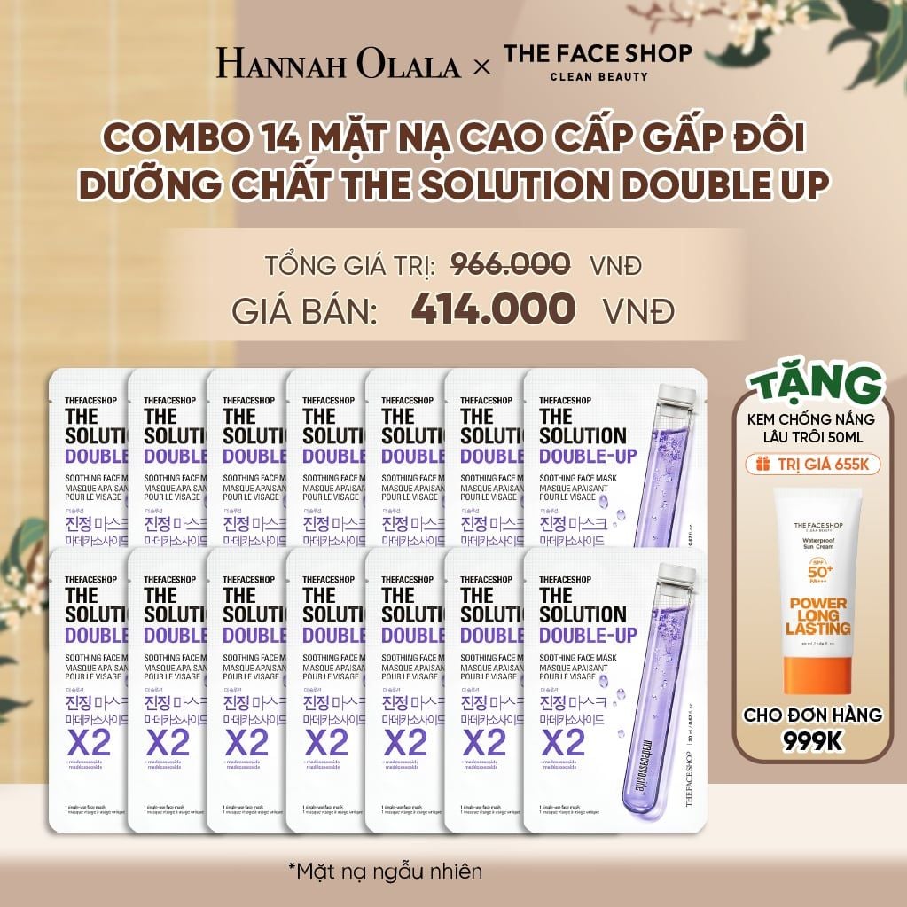  COMBO 14 MẶT NẠ CAO CẤP GẤP ĐÔI DƯỠNG CHẤT THE SOLUTION DOUBLE UP - A2127 