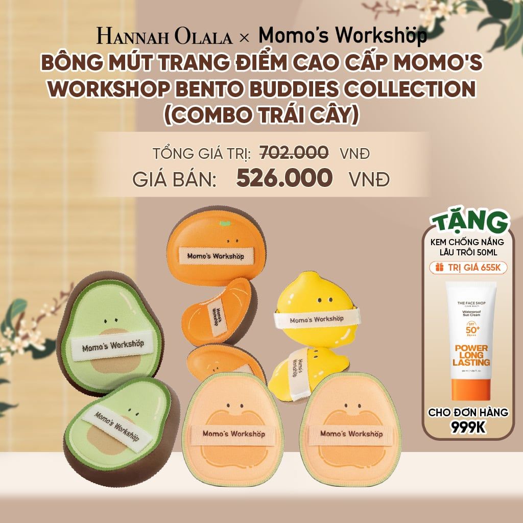  BÔNG MÚT TRANG ĐIỂM CAO CẤP MOMO'S WORKSHOP BENTO BUDDIES COLLECTION (COMBO TRÁI CÂY) - A2108 