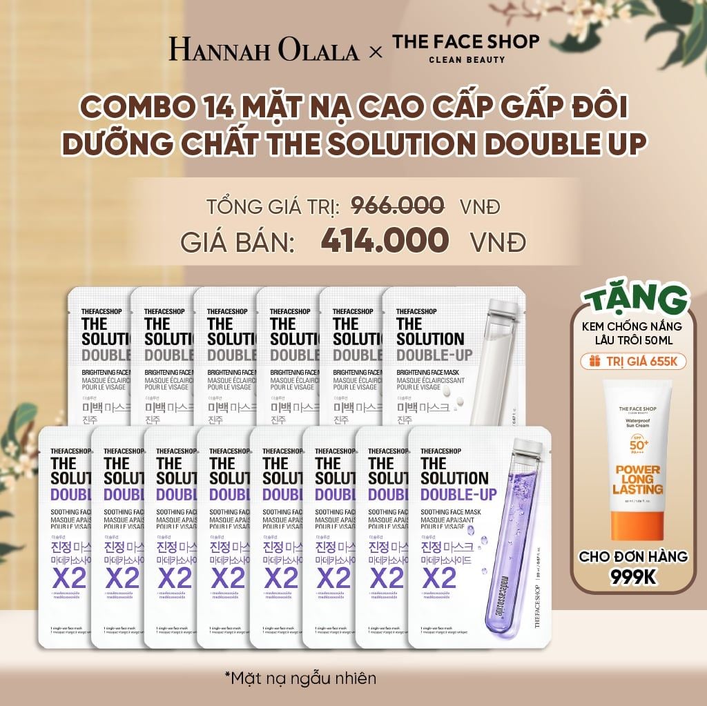  COMBO 14 MẶT NẠ CAO CẤP GẤP ĐÔI DƯỠNG CHẤT THE SOLUTION DOUBLE UP - A2127 