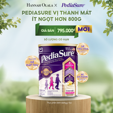  DEAL 15: 1 LON PEDIASURE DẠNG BỘT THANH MÁT, ÍT NGỌT 800G 