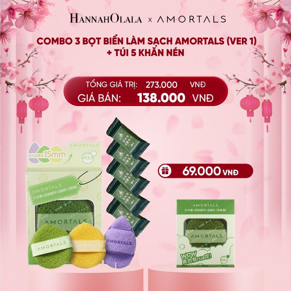  DEAL 1: COMBO 3 BỌT BIỂN LÀM SẠCH AMORTALS (VER 1) + TÚI 5 KHĂN NÉN 