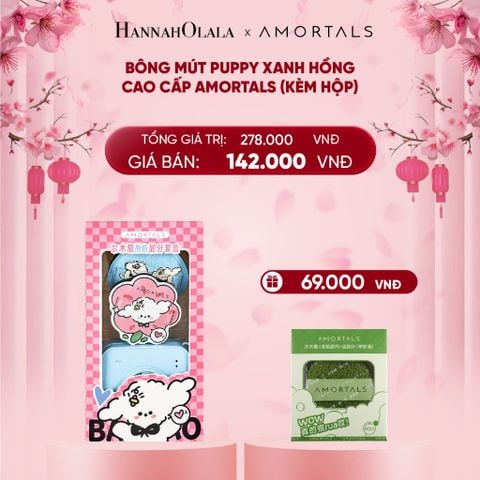  DEAL 4: BÔNG MÚT PUPPY XANH HỒNG CAO CẤP AMORTALS (KÈM HỘP) 
