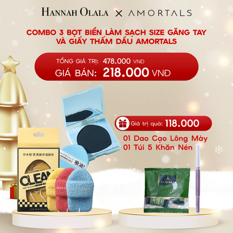  A1339_DEAL 5: COMBO 3 BỌT BIỂN LÀM SẠCH SIZE GĂNG TAY VÀ GIẤY THẤM DẦU AMORTALS 