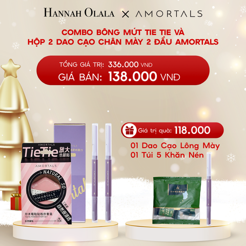  A1333_DEAL 14: COMBO BÔNG MÚT TIE TIE VÀ HỘP 2 DAO CẠO CHÂN MÀY 2 ĐẦU AMORTALS 